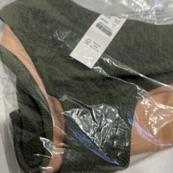 NWT J.Crew Green Textured Curved Waist Cheeky Bikini Bottom Size Large - Picture 5 of 5